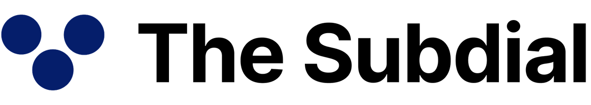 The Subdial logo in black letters with a dark blue icon