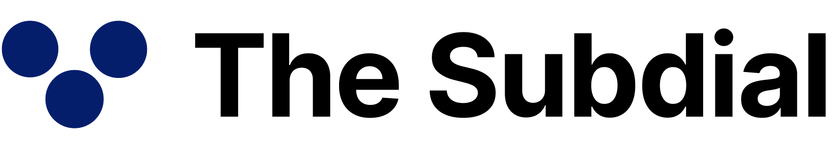 The Subdial logo in black letters with a dark blue icon